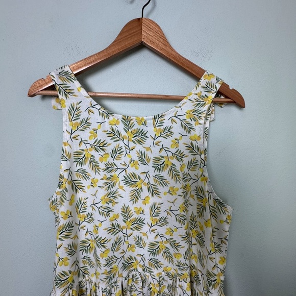 Dip Lemon Linen Blend Ruffle Peplum Tank Top Bow Detail Straps Size Medium - Picture 5 of 9